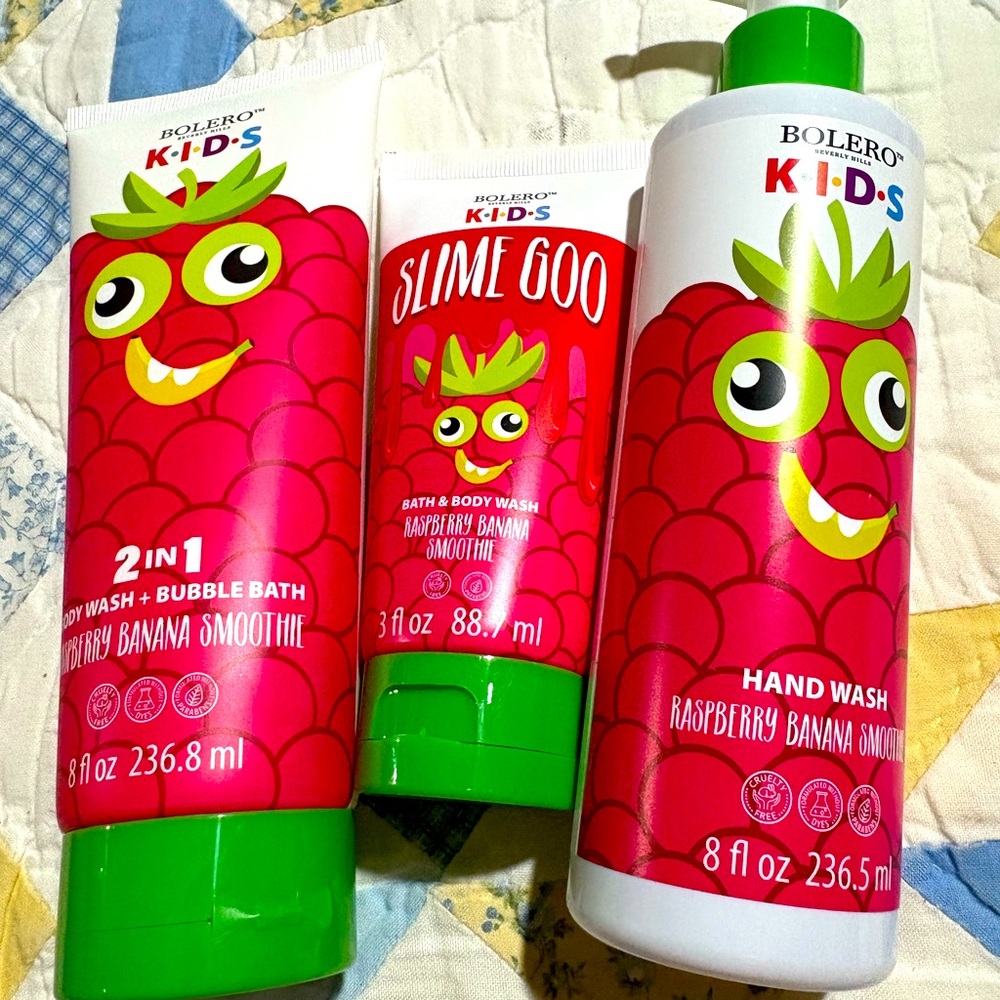 Kids Raspberry Banana Smoothie Bath Set - Pink